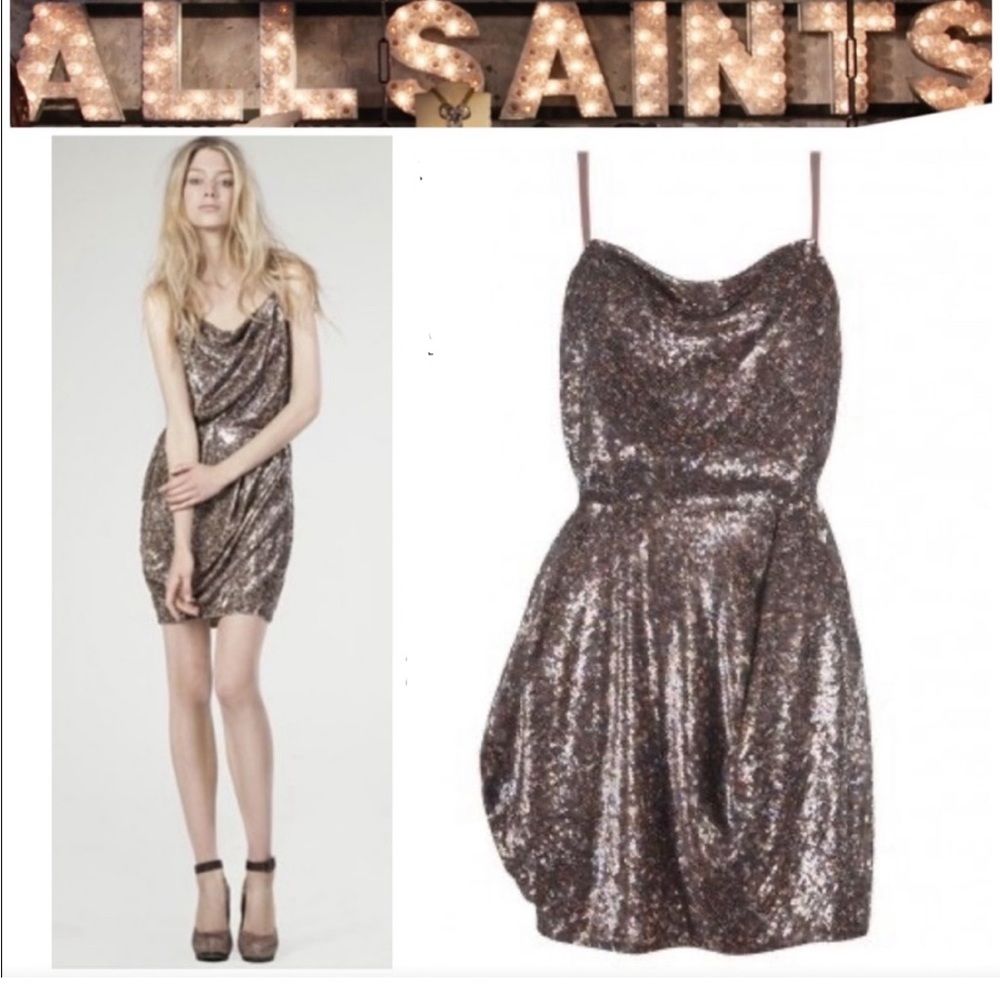 Stunning ALL SAINTS Velutina strap sequin dress 💎